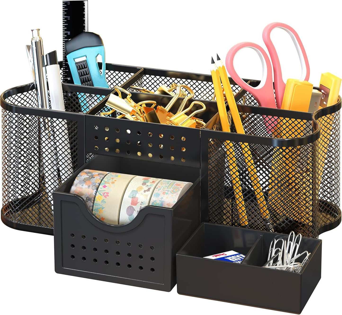 DecoBrothers Desk Organizers Pencil/Pen Holder Caddy Storage Accessories for Office, Black