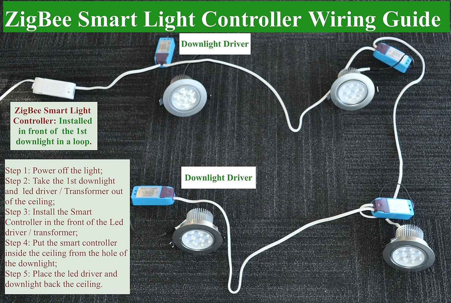 Smart ZigBee 3.0 Light Switch Controller for Echo Plus and Compatible ZigBee Bridge Hub to Control Normal Lights, LED Downlights Smart Home Automation