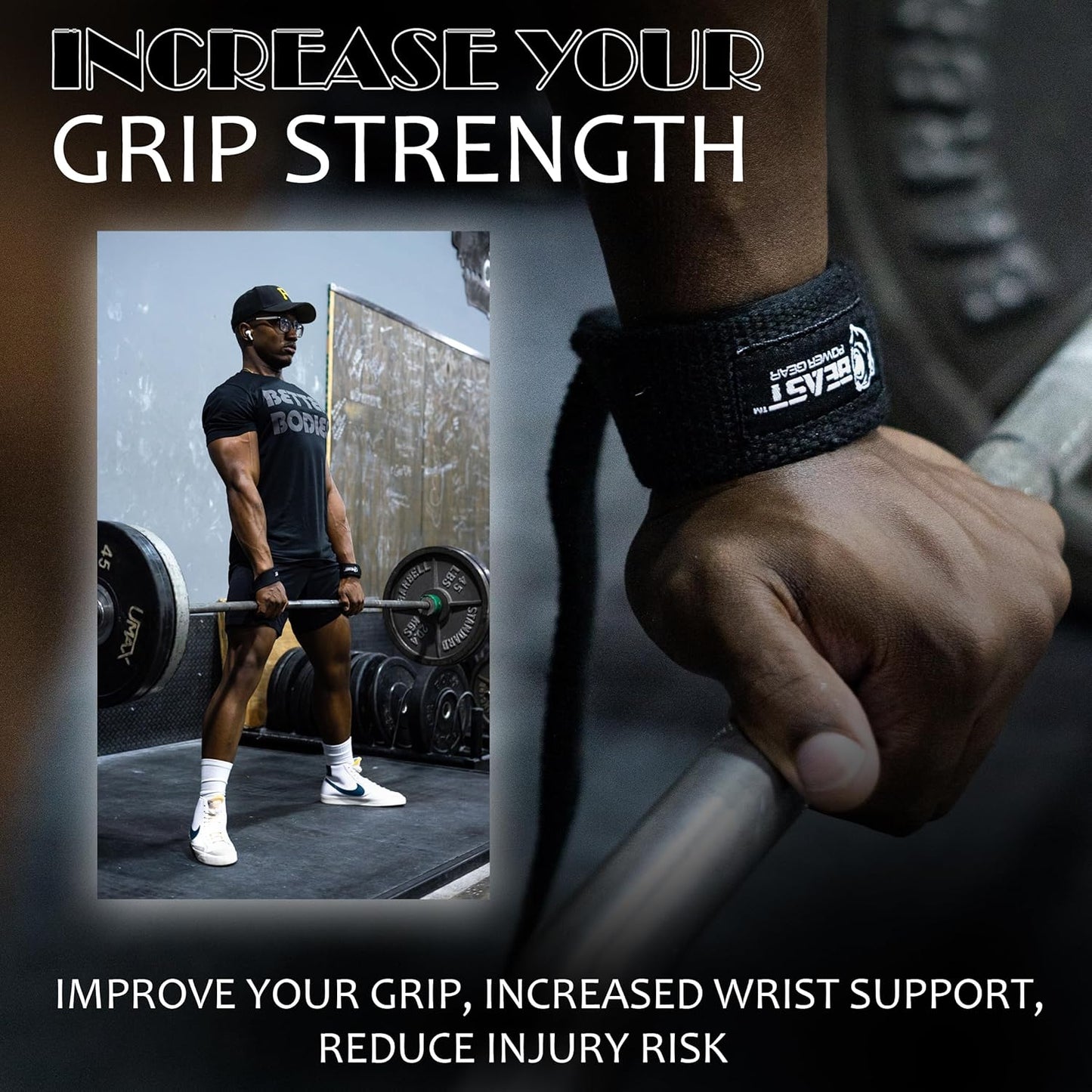 Beastpowergear Weight Lifting Straps Dead Lift Straps Neoprene Padded | Non Slip Silicone Grip | Additional Support for Powerlifting, Bodybuilding, Deadlifts, Crossfit, Strength Training