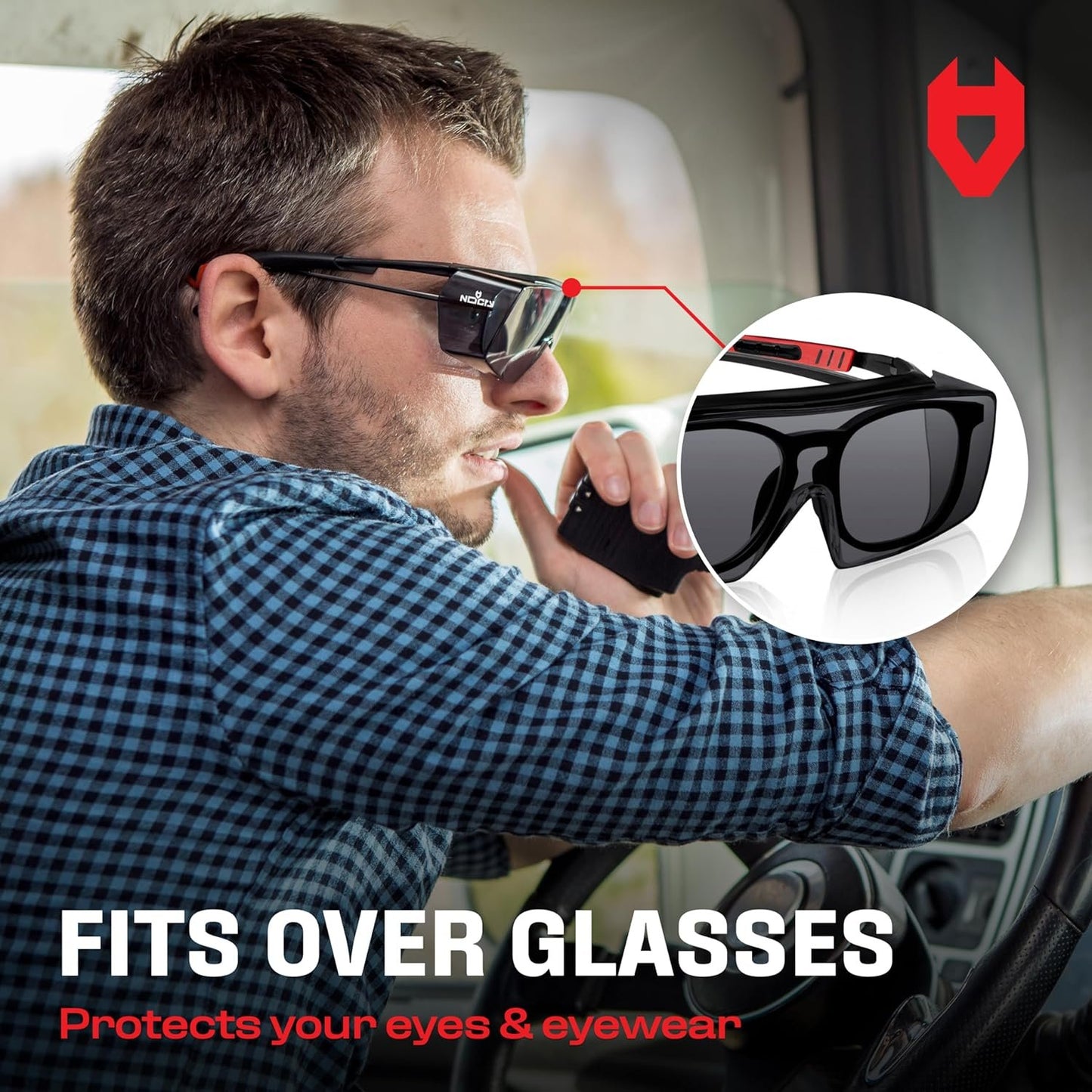 NoCry Safety Glasses Over Eyeglasses — Fog and Scratch-Resistant Over Glasses Safety Glasses for Men and Women