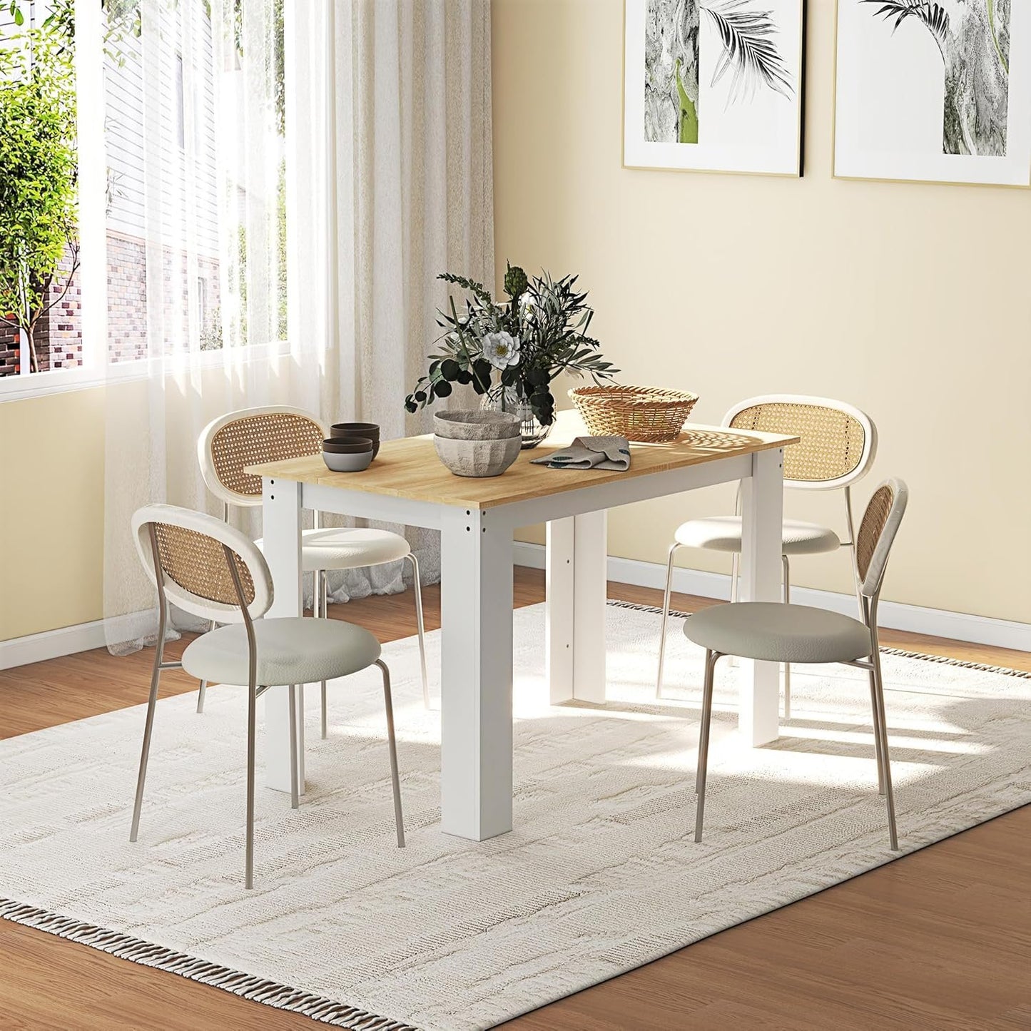 HOMCOM Modern Dining Table for 4-6 People, Kitchen Table with Veneered Tabletop for Dining Room, Living Room, Oak