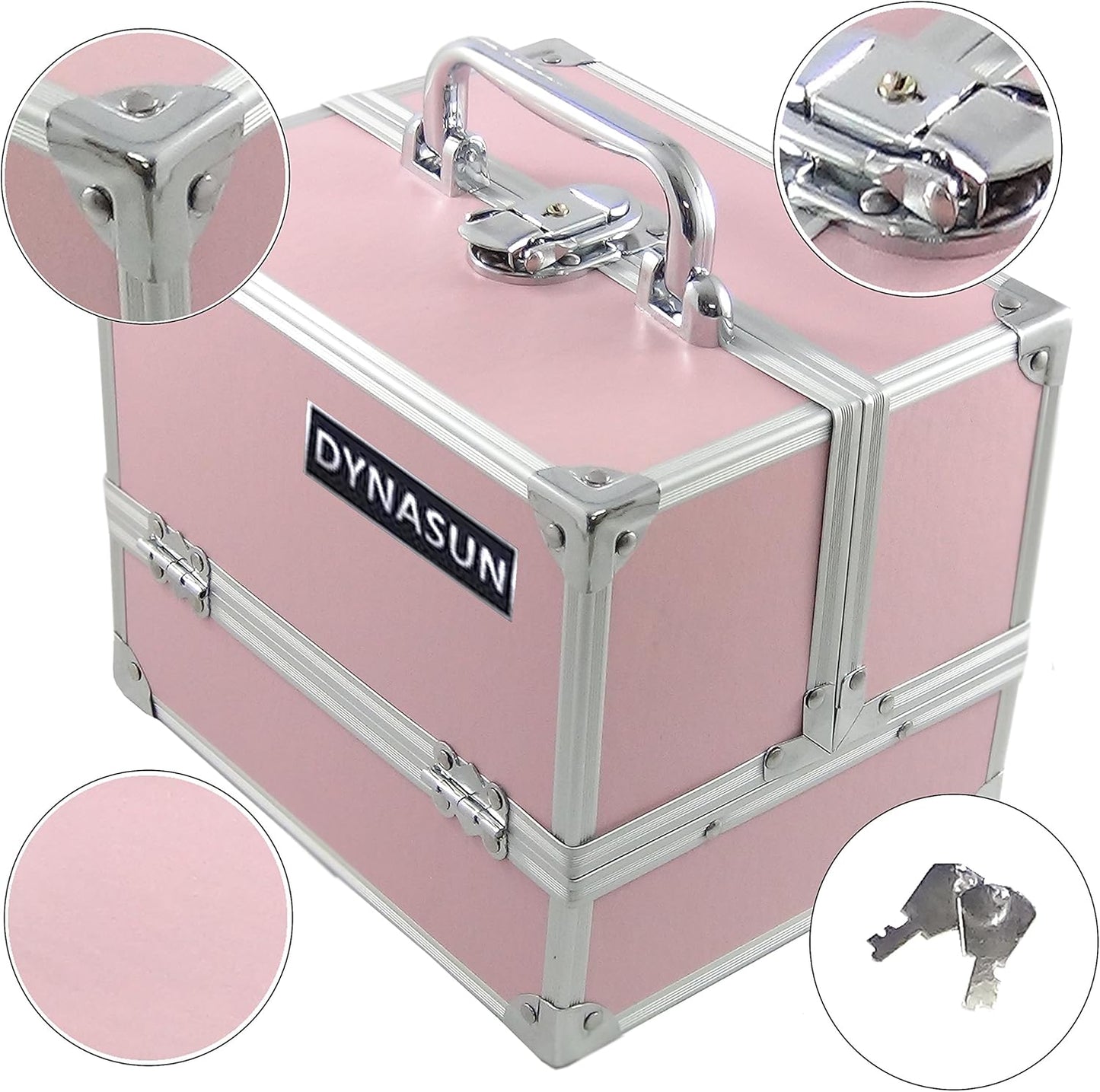 DynaSun BS35 Beauty Case Make Up Nail Art Jewellery Holder, Pink, pink, Travel Beauty Cases