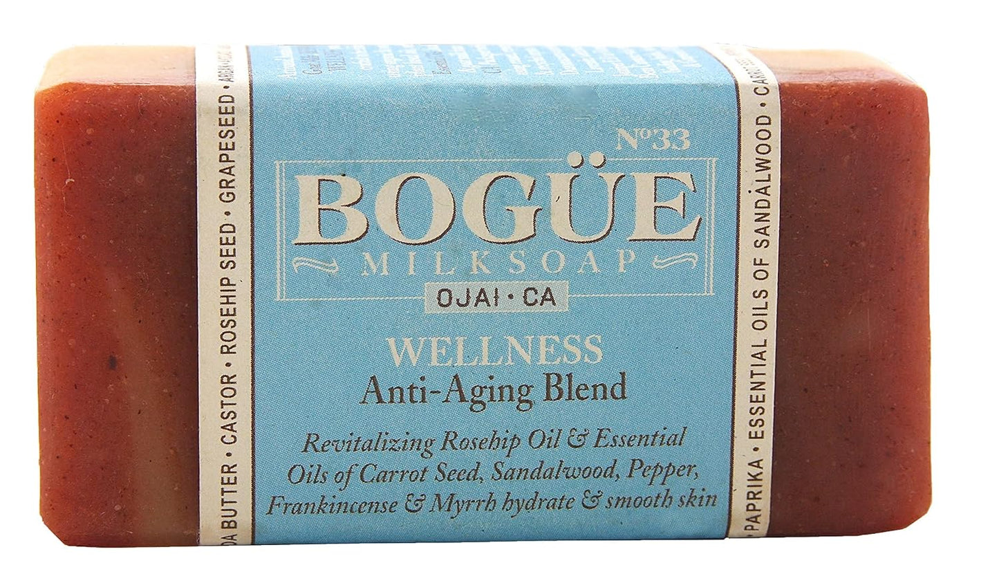 Handmade Goat Milk Soap- BOGUE No.33 WELLNESS Anti-Aging Blend Revitalizing Rosehip Oil & Essential Oils of Carrot Seed, Sandalwood, Pepper, Frankincense & Myrrh hydrate & smooth skin