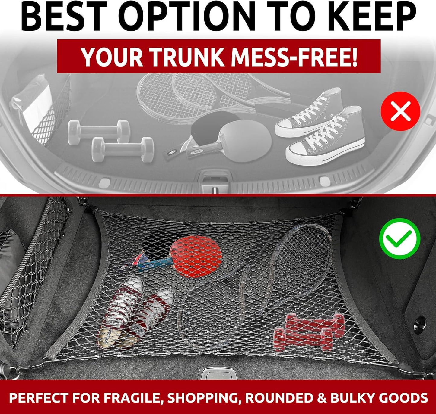 Floor Style Automotive Elastic Trunk Mesh Cargo Net for Mercedes-Benz GLE W167 2020-2024 - Premium Trunk Organizers and Storage - Luggage Net for SUV - Best Car Organizer