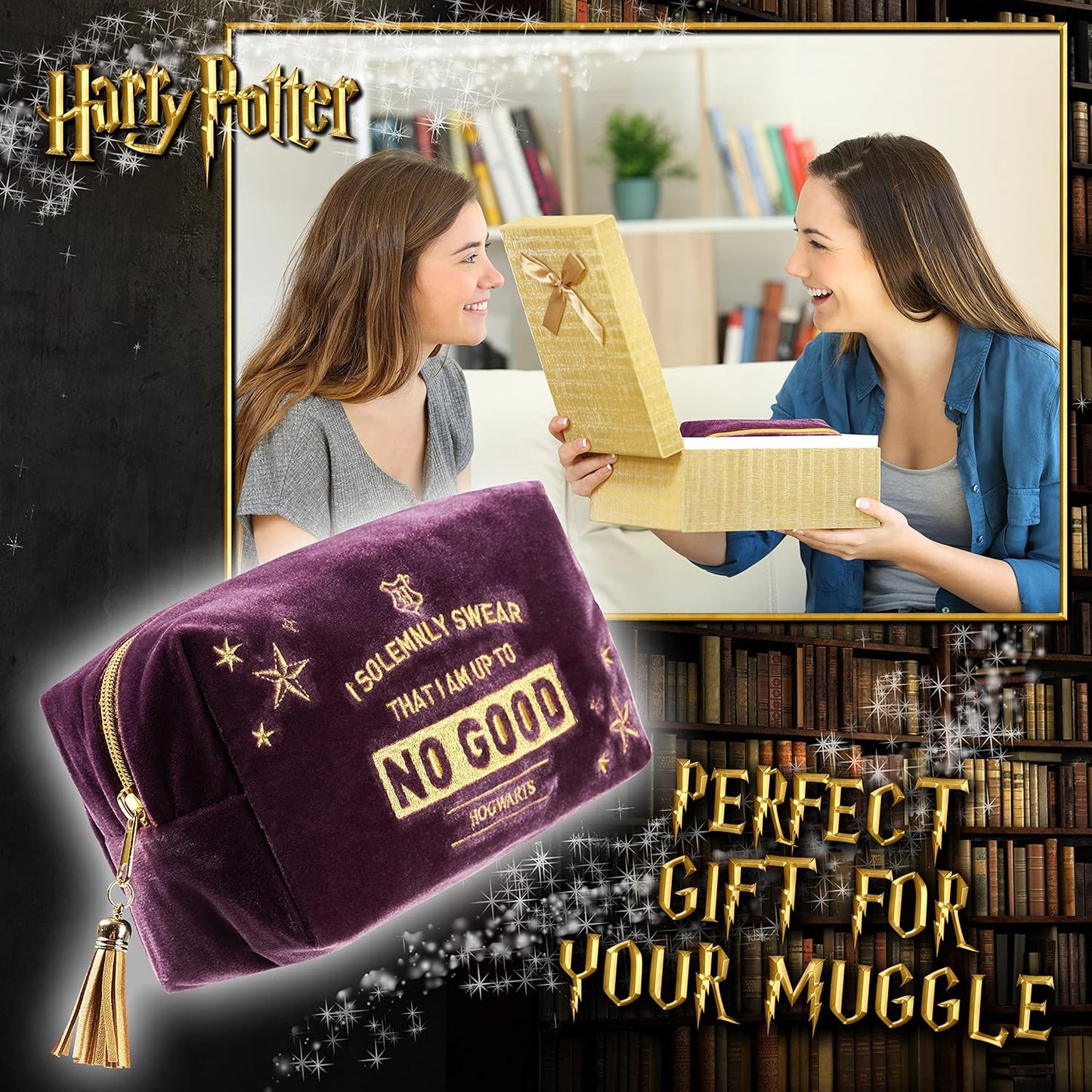 Harry Potter Gifts Make Up Bags for Women Toiletry Bag Hogwarts Travel Accessories, Purple