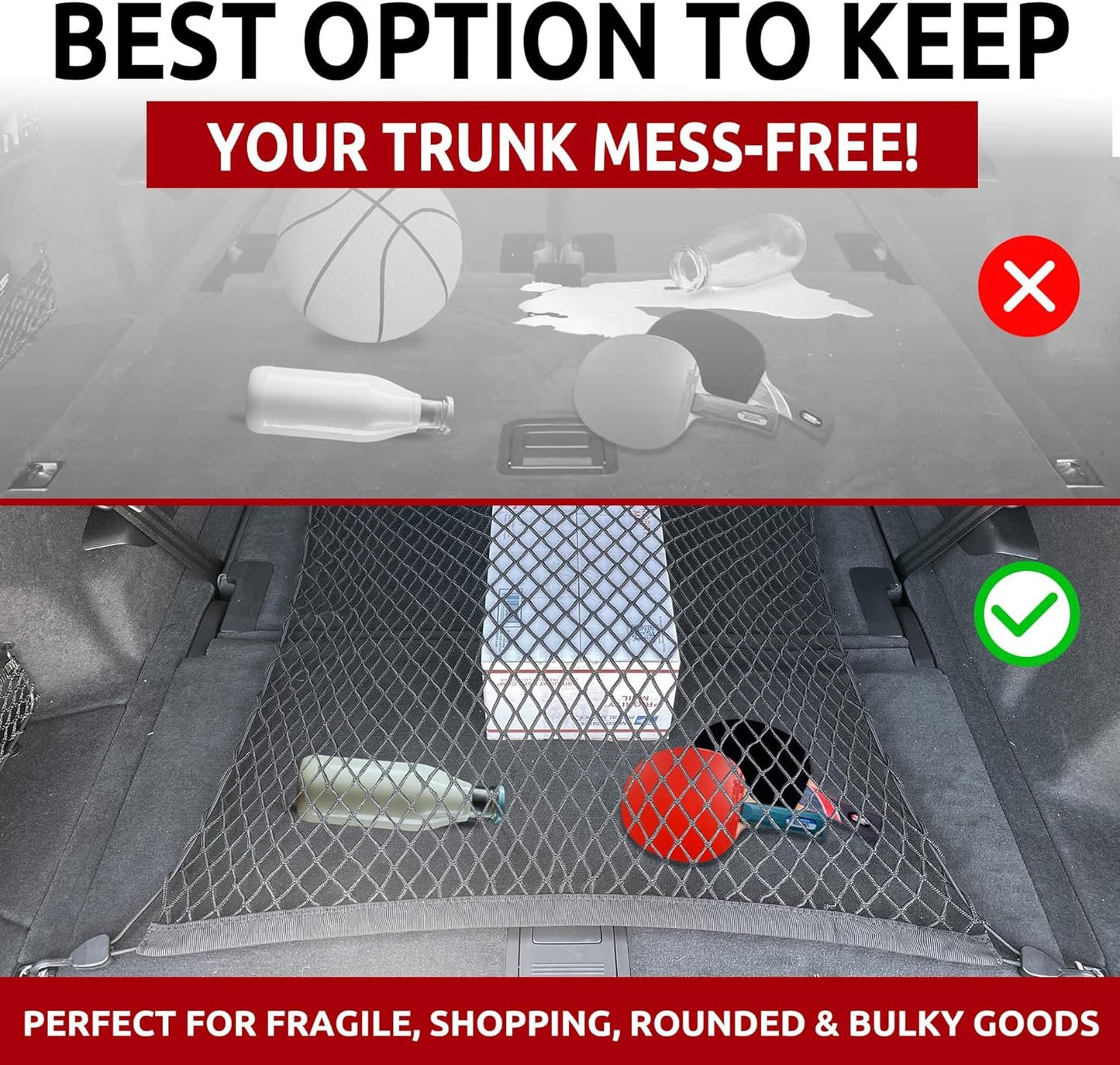 Floor Style Trunk Mesh Cargo Net for Audi Q7 Premium Premium Plus Prestige 2017-2023- Premium Trunk Organizer and Storage - Luggage Net for SUV