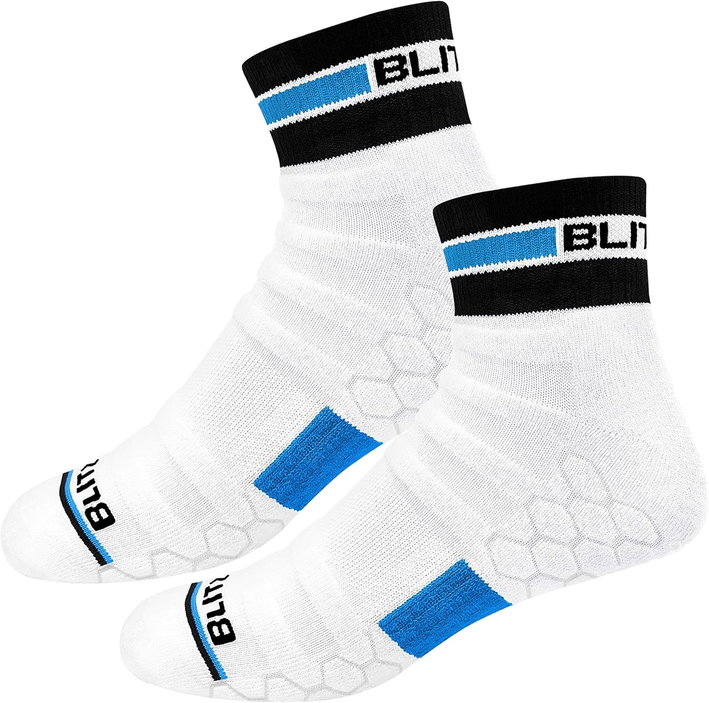 BLITZSOX Hi-Tech Performance Quarter Length Sport Socks for Men and Women (Running, Tennis, Workout and Fitness), Pack of 3