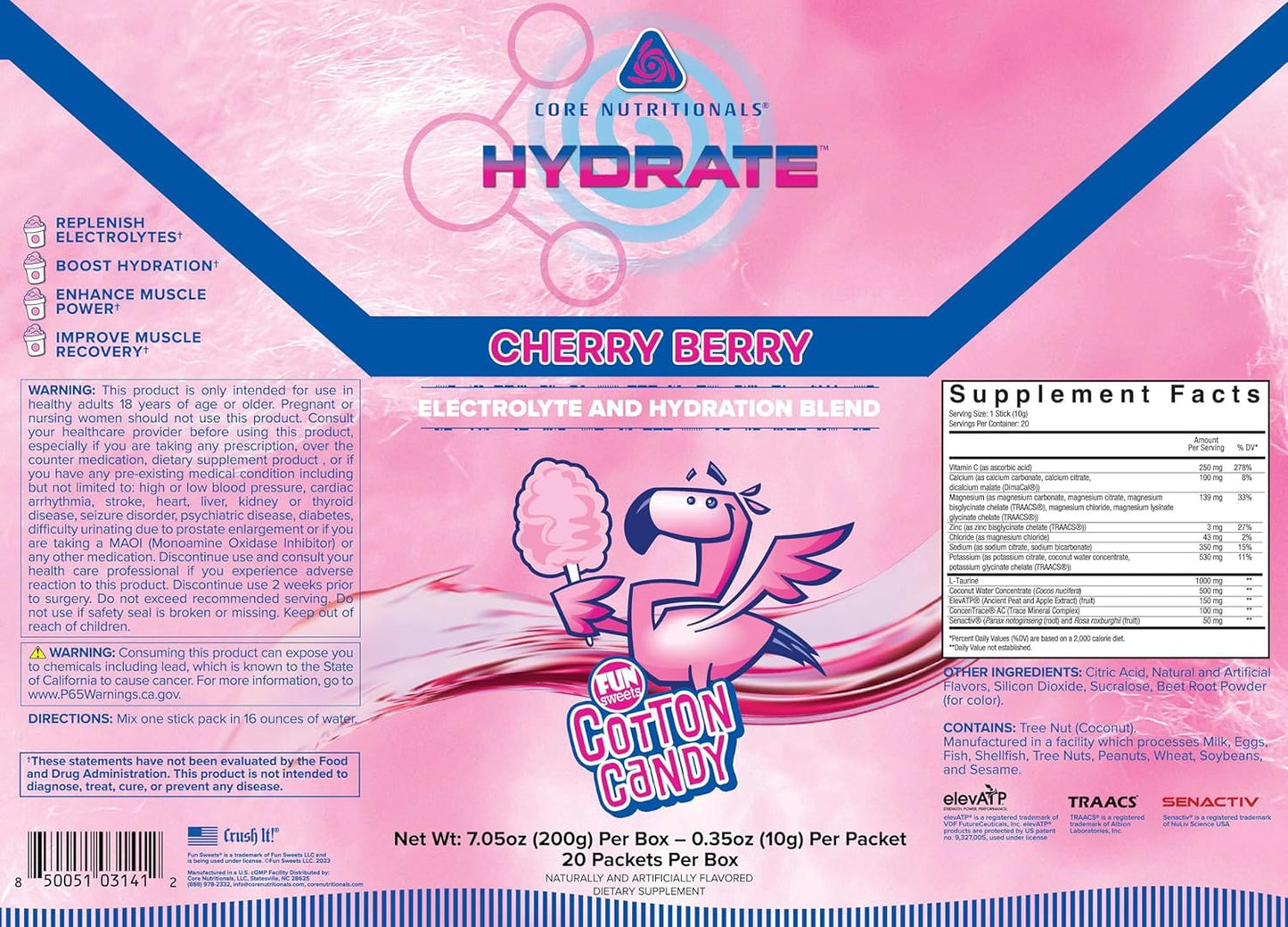 Core Nutritionals Cherry Berry Cotton Candy Electrolyte & Hydration Blend 162 g