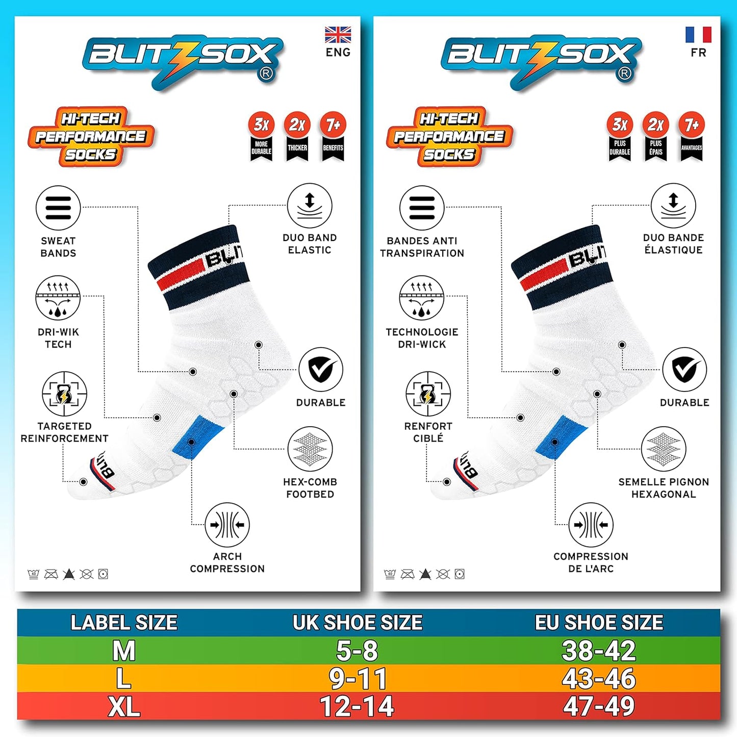 BLITZSOX Hi-Tech Performance Quarter Length Sport Socks for Men and Women (Running, Tennis, Workout and Fitness), Pack of 3