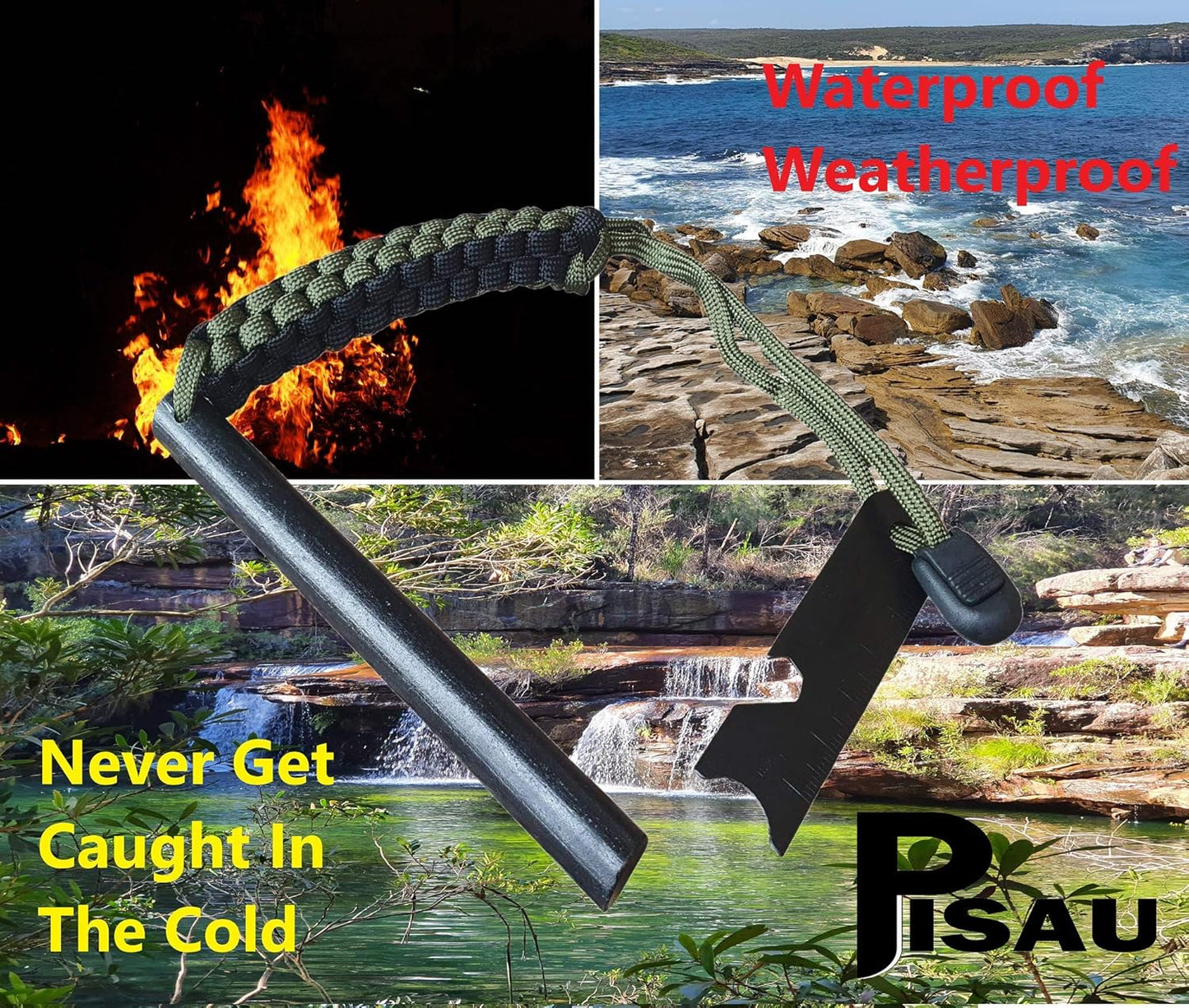 12.7 cm Ferrocerium Ferro Rod Flint Fire Starter Waterproof for Camping, Hiking and Emergency