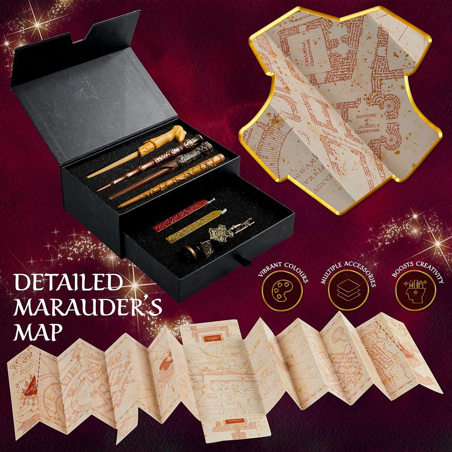 Harry Potter Stationery Set with Magic Pens, Envelopes, Writing Paper, Children and Adults, Letter Writing Set