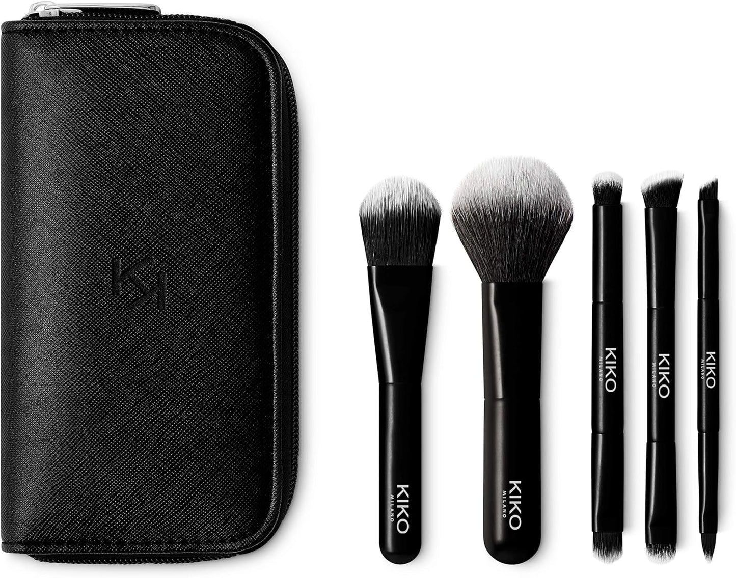KIKO Milano Travel Brush Set, Travel Bag with 5 Professional Brushes