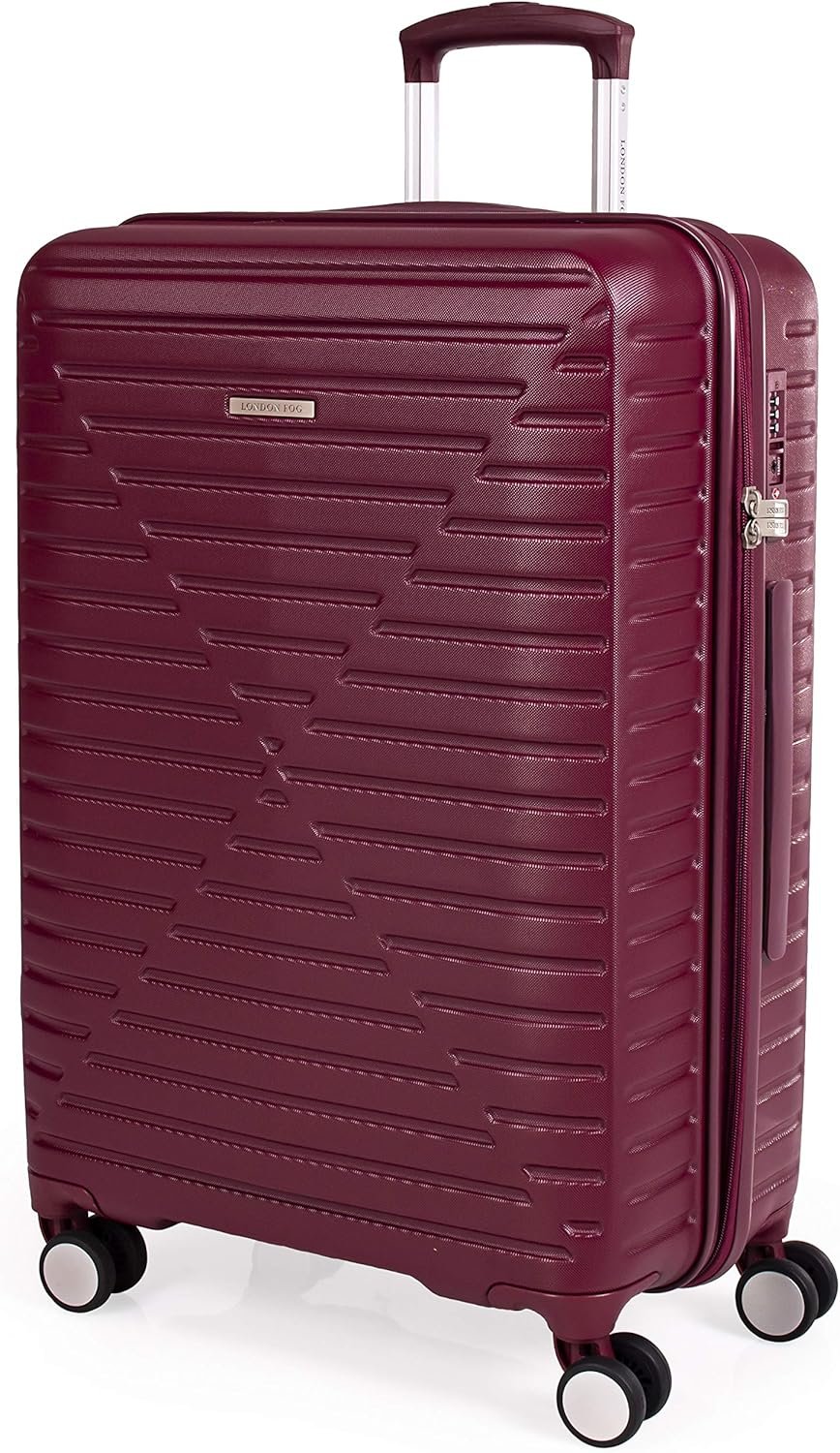 london Fog ABS Hard Case - 8 Wheel Spinner Travel Luggage | Telescopic Drag Handle | TSA Security Locks LFL005, Tuscan Red, Suitcase