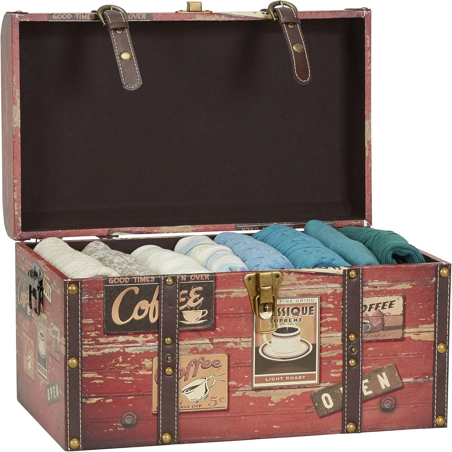 Household Essentials Jumbo Decorative Home Storage Trunk - Luggage Style – Americana Design