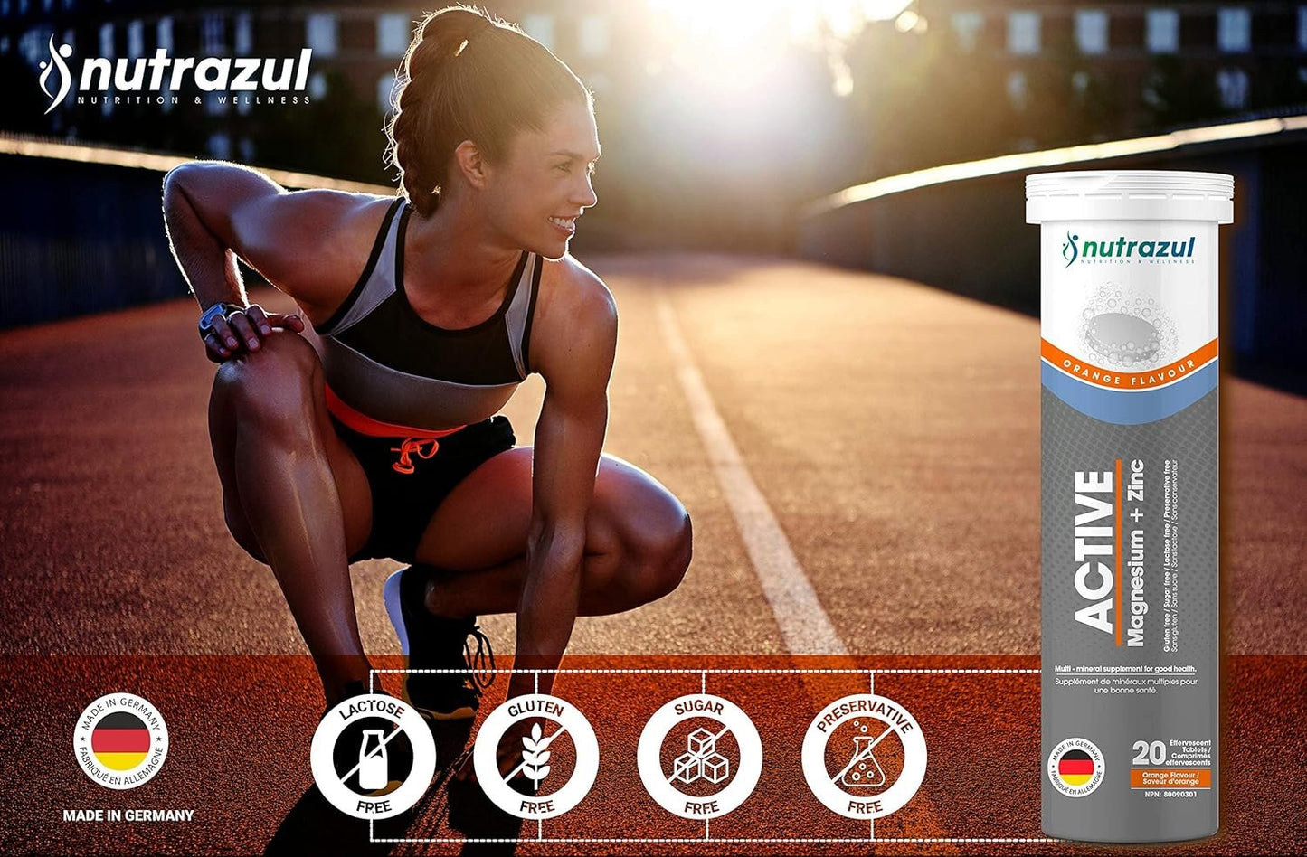 Nutrazul ACTIVE Magnesium and Zinc Effervescent Tablets | 60 Tablets | Magnesium Supplements for Muscle Recovery & Electrolyte Balance | Orange Flavor