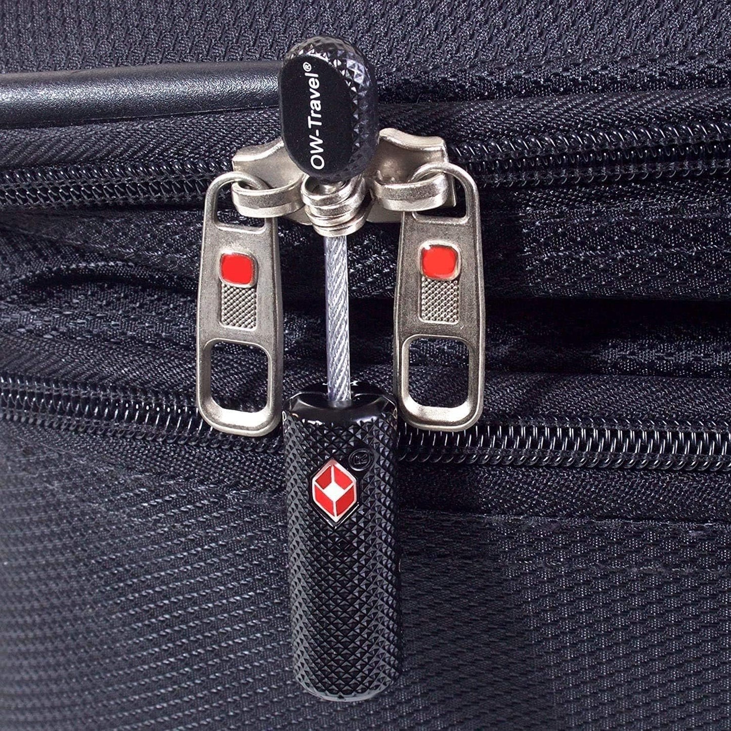 OW-Travel TSA Approved Luggage Locks - 4 Pack Black Barrel Padlock Key - Heavy Duty Zinc Alloy - Suitcase, Zipper, Bag, Case, Backpack, Locker, Tool Box, Outdoor