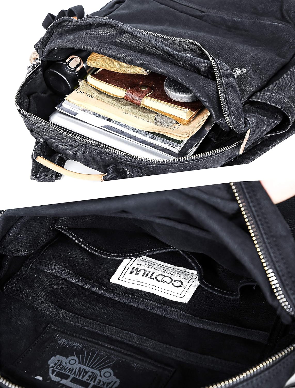 Gootium Canvas Backpack - Vintage Style Cloth Bag Men's Casual Daypack Laptop Outdoor Travel Rucksack