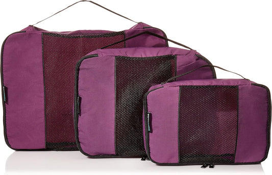 TravelWise Luggage Packing Organization Cubes 3 Pack, Purple