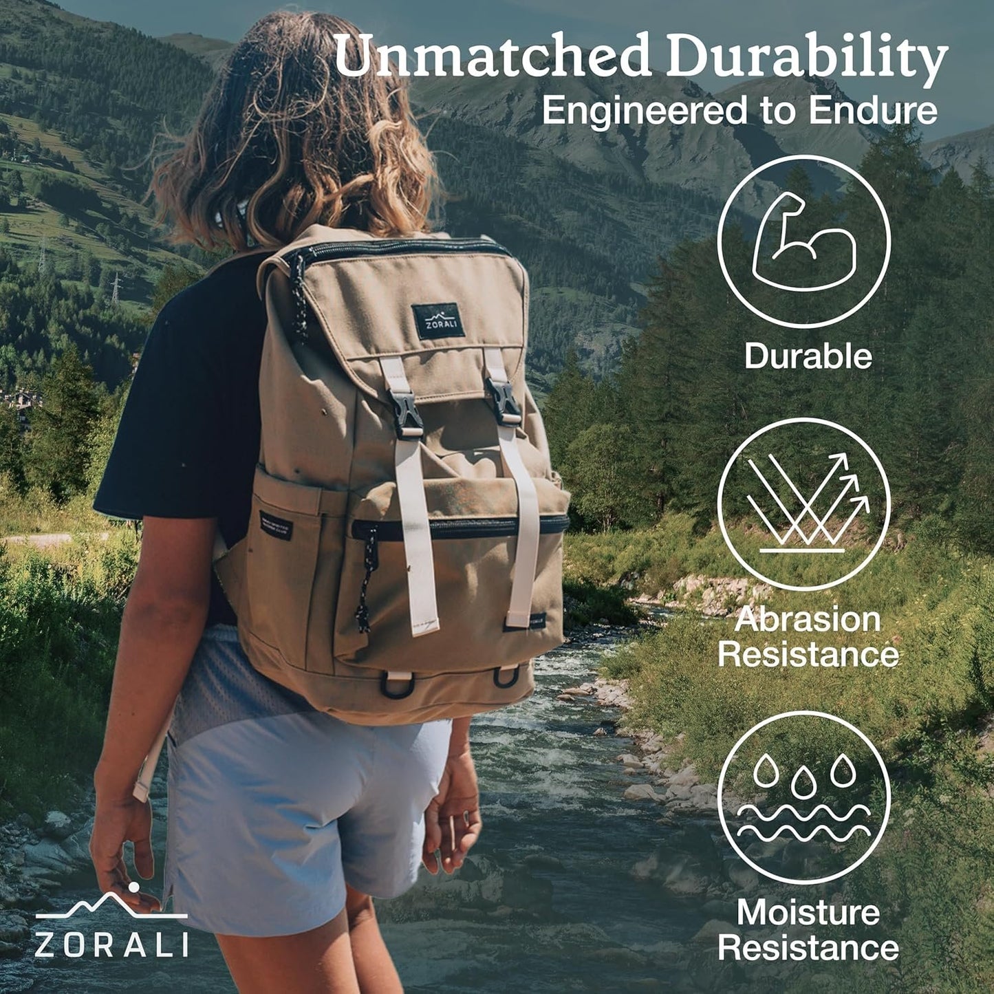 ZORALI Escapade Travel Backpack 30L – Durable Carry On Backpack for Men & Women, Sustainably Designed Hiking Backpack, Waterproof Outdoor Sports Rucksack & Casual Daypack – Travel Essentials
