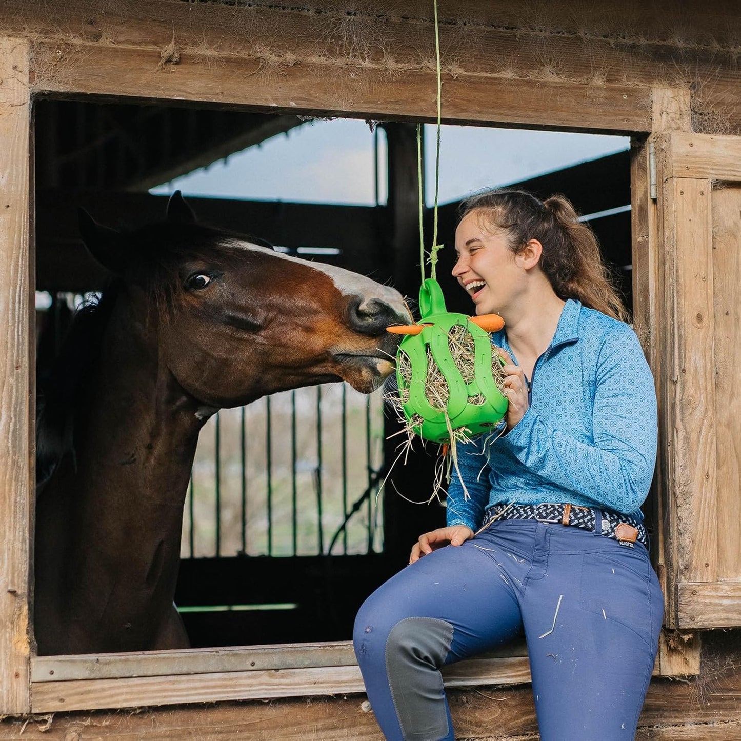 Horsemen's Pride Jolly Hay Ball Stall Toy for Horses, Green