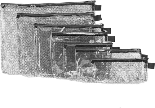 Travelon Set of 7 Packing Envelopes, Clear with Trim, Assorted Sizes, Black