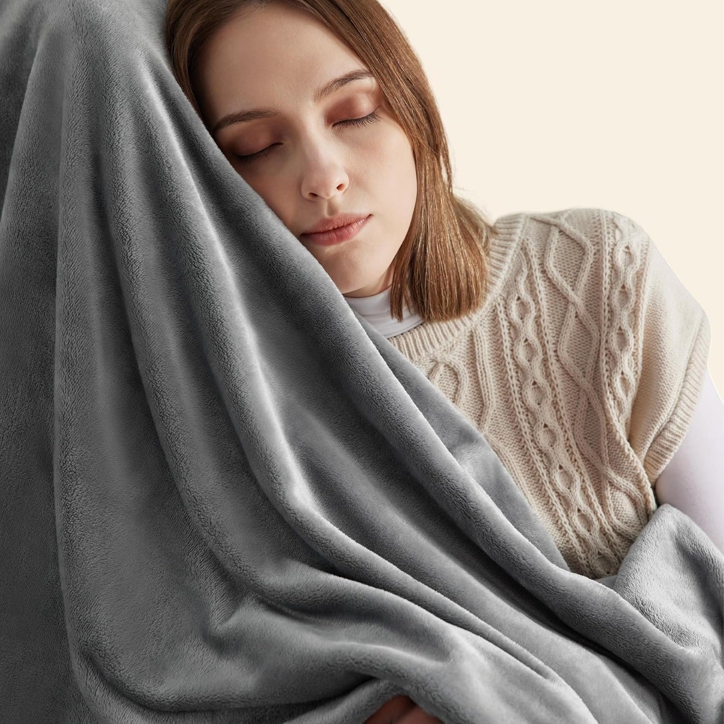 Bedsure Throw Blankets for Couch - Fleece Cozy Soft Blanket for Sofa, Lightweight Fuzzy Flannel Women Throw Gifts for All Seasons, Grey, 50x60 inches