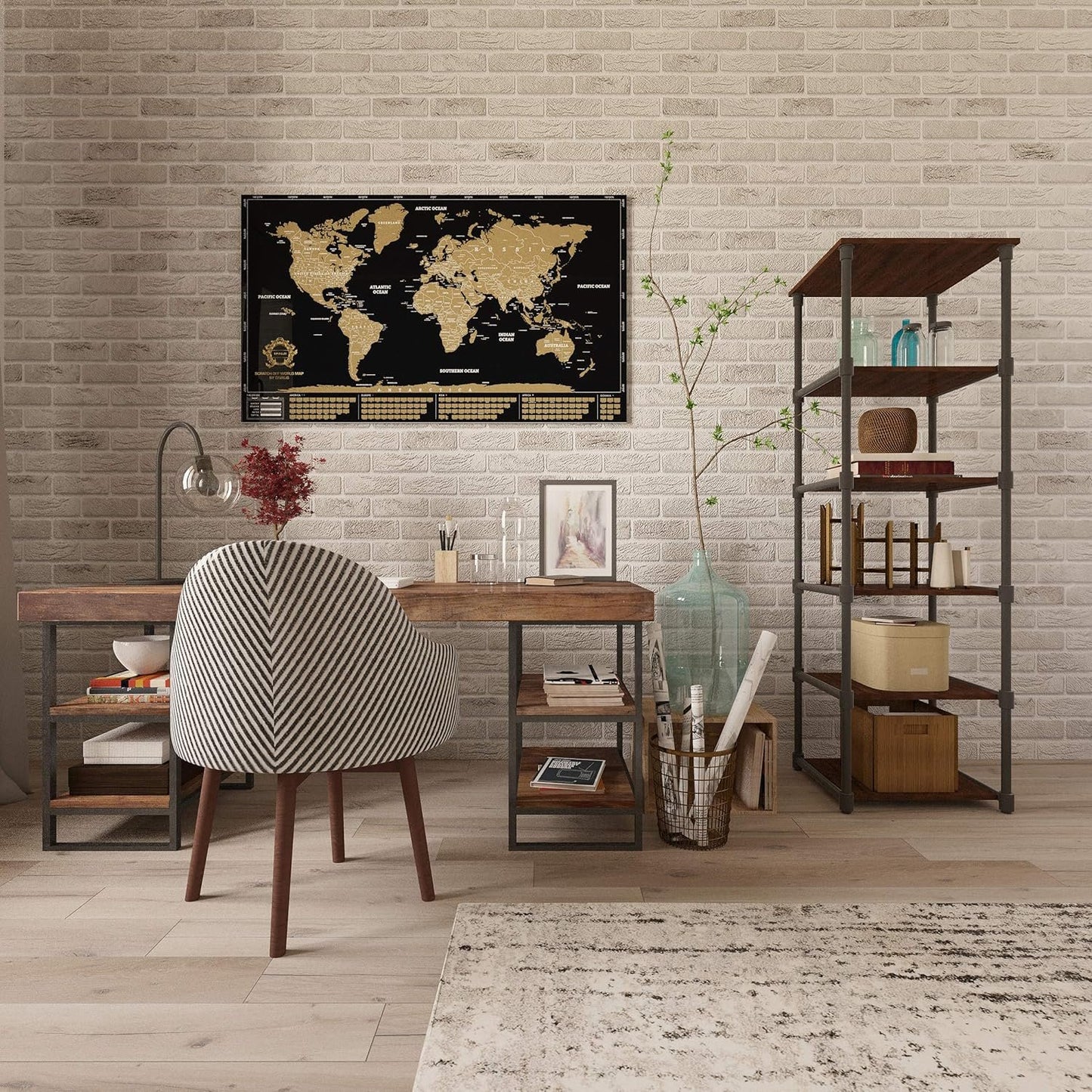 Detailed Scratch off World Map Poster - XL - Black and Gold Scratchable World Map - Glossy, Laminated Travel Poster - Full Accessories Kit - Best Gift Scratch off Map of the World By Divalis