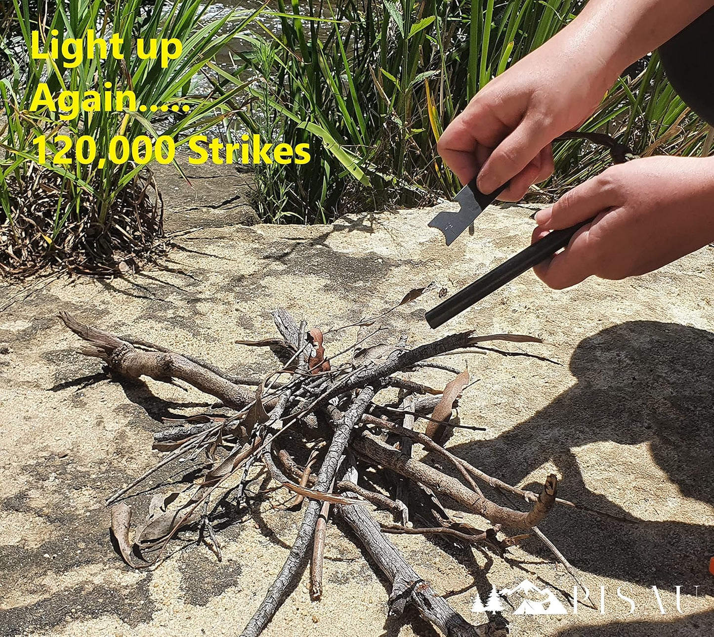 12.7 cm Ferrocerium Ferro Rod Flint Fire Starter Waterproof for Camping, Hiking and Emergency