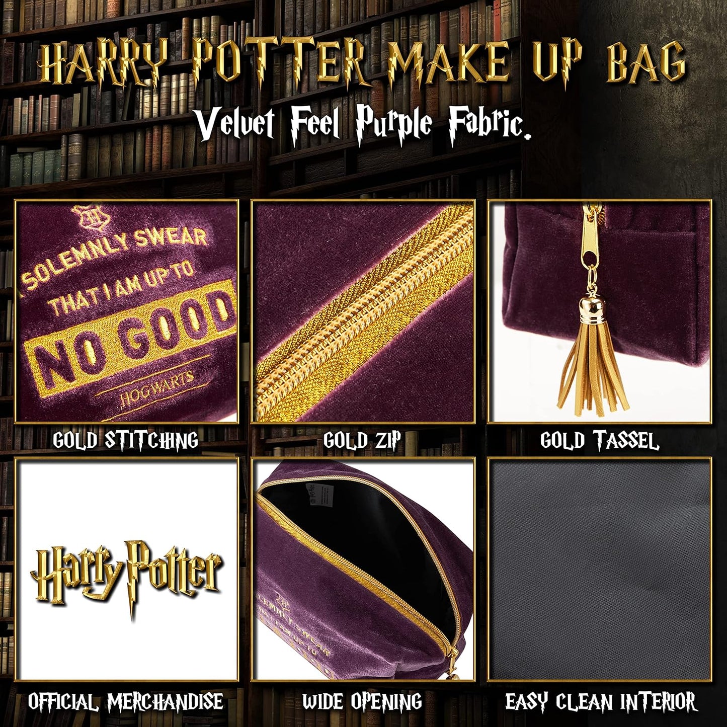 Harry Potter Gifts Make Up Bags for Women Toiletry Bag Hogwarts Travel Accessories, Purple