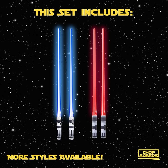 Lightsaber Led Light Up Chopsticks (2-Pairs, Blue & Red)