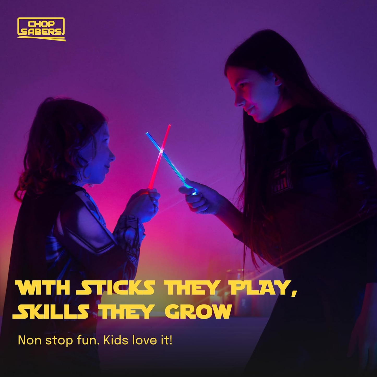 Lightsaber Led Light Up Chopsticks (2-Pairs, Blue & Red)