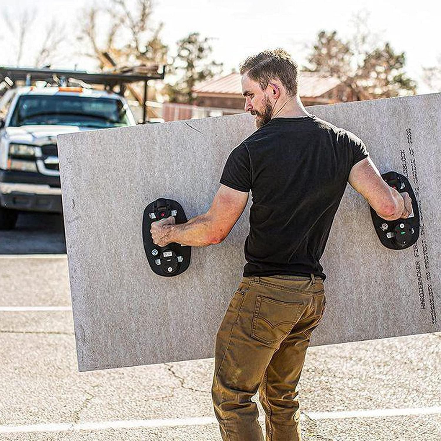 Electric Vacuum Suction Cup Lifter for Wood, Paver, Drywall, Marble, Tile and More (Lifts up to 375 lbs)