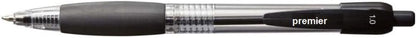 Premier Stationery Retractable Ballpoint Pen, Medium Point, Ergonomic Grip, Black Ink, Pack of 12- Ideal for Office Supplies and Everyday Use. Ball Point Pen for Back to School or Office