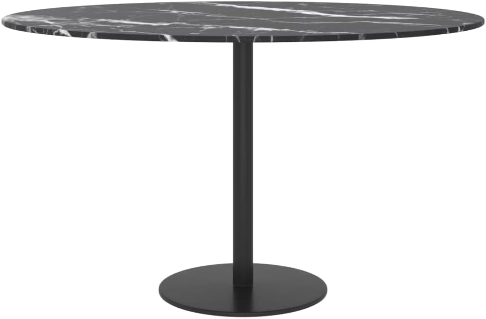 Black Marble Design Tempered Glass Tabletop Ø70 x 0,8 cm – Ideal for Dining Tables, Coffee Tavoli, Garden Tables – Safe & Durable Desk Surface