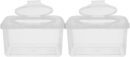 SUPVOX 2pcs Wipes Dispenser with Sealed Ring Reusable Wipe Holder for Nursery Ergonomic One-handed Use Multifunctional Box for Bathroom and Home