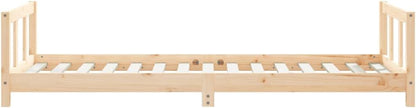vidaXL Solid Pinewood Bed Frame for Kids - Timeless Design, Low-to-The-Ground, Sturdy Slats - Brown Natural - 90x190 cm Compatible