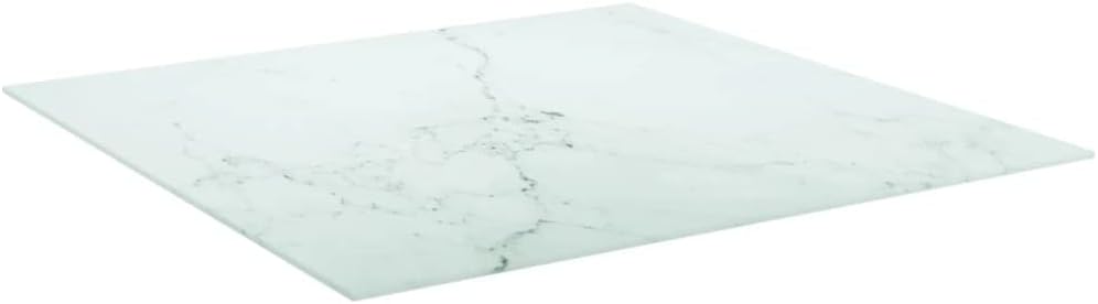 White Marble Design Tempered Glass Tabletop 80 x 80 cm - Ideal for Dining Tables, Center Tables, Garden Tables - High Durability, Safe, and Long-Lasting