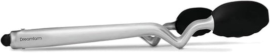 Dreamfarm Clongs Grippy Silicone & Stainless Steel Kitchen Cooking Tongs with Click-Lock Open & Close - 12" Black