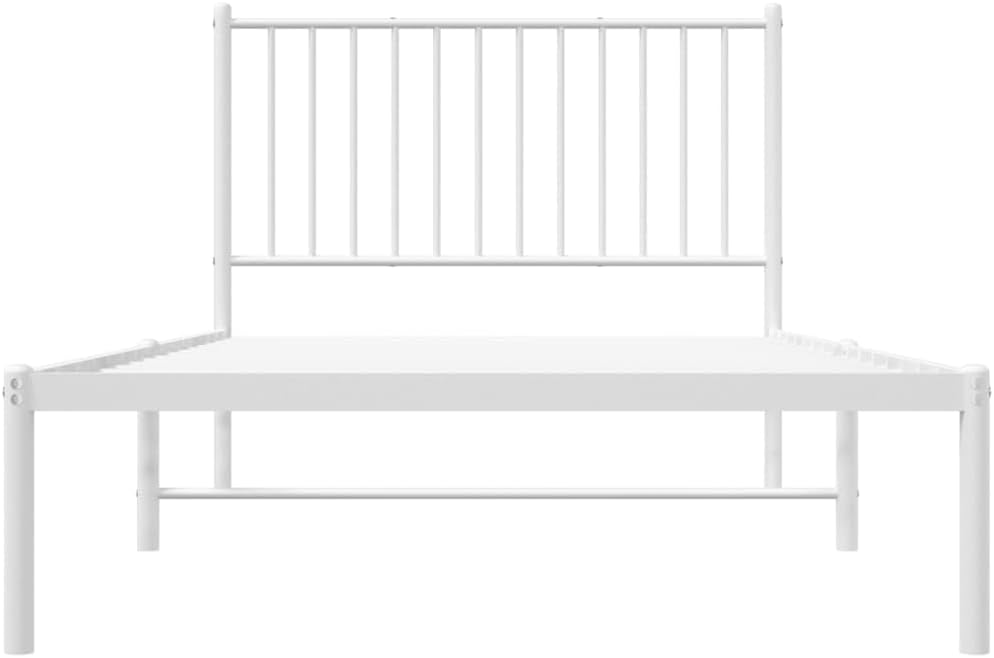 DCRAF Home Furniture Metal Bed Frame with White Headboard Dimensions 100 x 200 cm