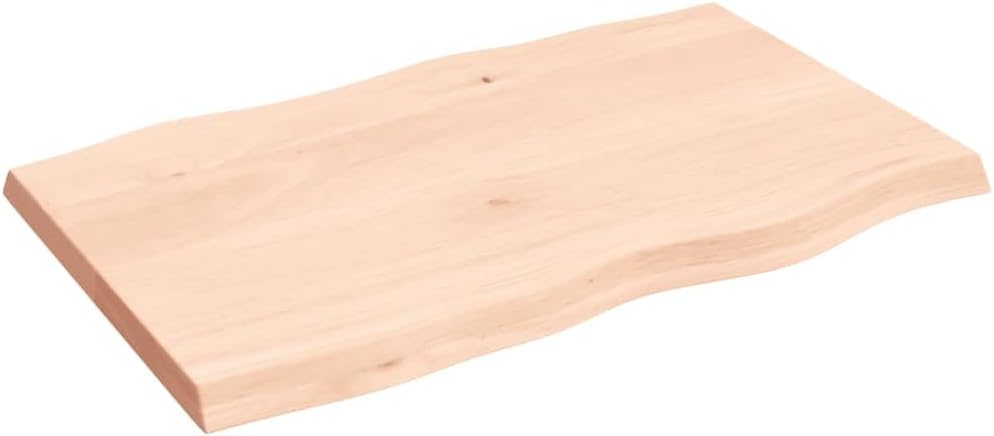 Homgoday 80x50 cm Solid Oak Tabletop, Unfinished, Live Edge Design, Replacement Coffee Table, Kitchen Dining Table, Desktop Countertop, Versatile Mobili Superficie