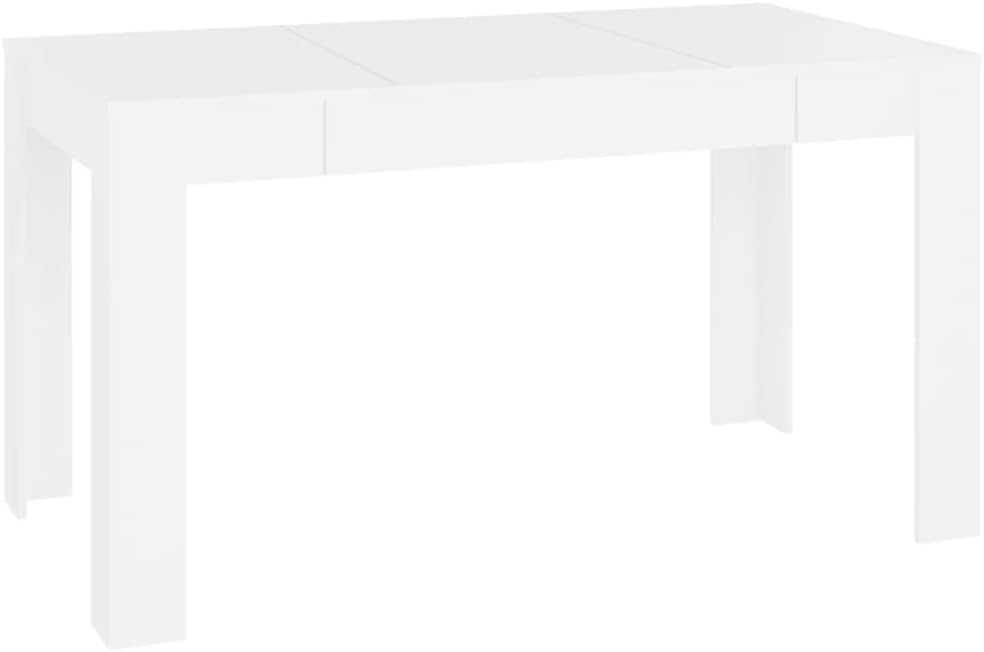 Dining Table White 140x74.5x76 cm Engineered Wood for Kitchen/Mini Dining Room - Modern Simple Elegant Design, Sturdy Rectangle Tabletop Essentials for Dining Areas
