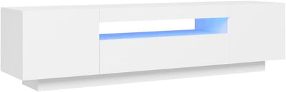 vidaXL TV Cabinet with LED Lights TV Stands HiFi Unit Entertainment Center Plasma Stereo Cabinet Bedroom Living Room Furniture White