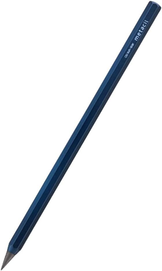 SUN-STAR Stationery S4482662 Metal Pencil, Metacil, Metallic Blue, Pencil Lead Color: Black F #2 1/2 (with Authentic Hologram Sticker United States Only)