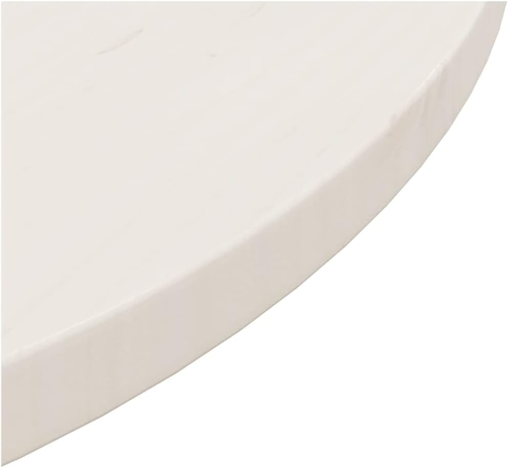 'vidaXL Solid Pinewood Round Table Top - White, Perfect for Dining Room, Kitchen Table; Durable & Easy to Clean (60x2.5 cm)