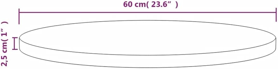 Solid Pine Wood Round Tabletop Ø60 x 2.5cm - Durable Dining, Coffee & Garden Table Surface - Perfect for Home Decor & Outdoor Use