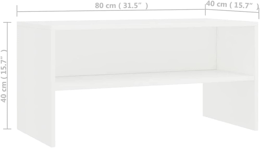 KTHLBRH TV Unit Cabinet TV Stand Side Table TV Cabinet White 80 x 40 x 40 cm in Particle Board for Living Room Bedroom Office