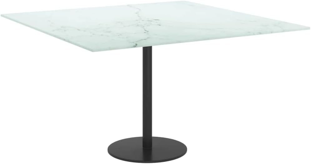 YAFF Glass Table Top, Square Tempered Glass Table Top with Thick Pencil Polish Edge, 70 x 70 x 0.6 cm -White
