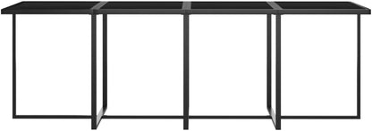 vidaXL 9 Piece Modern Outdoor Dining Set, Poly Rattan Construction with Cushions and Tempered Glass Table Top, Garden/Patio Furniture - Grey