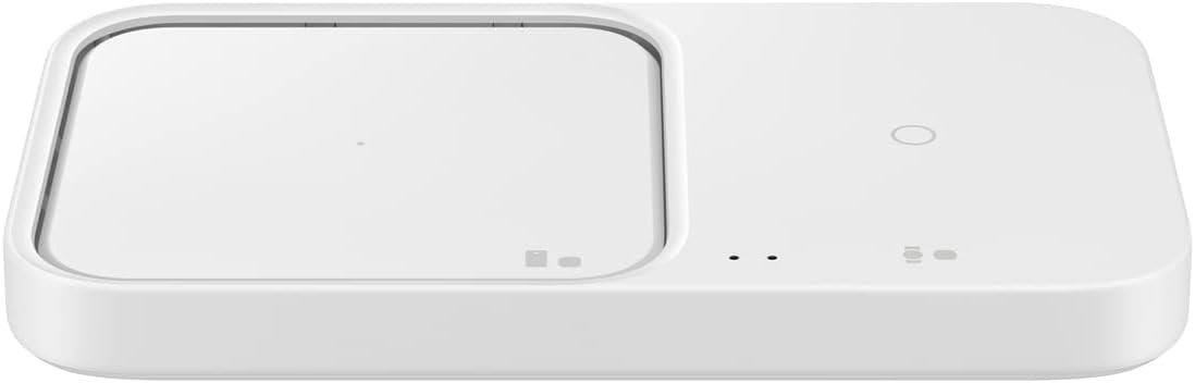 Samsung Wireless Charger Dual Fast Charge Pad (2022) 15W, Universally Compatible with Qi Enabled Phones, and Samsung Watches, Wall Charger Included, White (US Version)