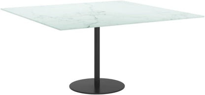 White Marble Design Tempered Glass Tabletop 80 x 80 cm - Ideal for Dining Tables, Center Tables, Garden Tables - High Durability, Safe, and Long-Lasting